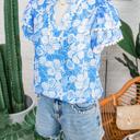  Ocean Bloom Collared Scallop Trim Blouse | S-XL