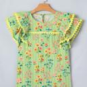  Stripe Floral Ruffle Sleeve Top | S-XL
