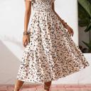  Ditsy Floral Print Smocked Square Neck Mini Dress | S-XL