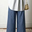  Button Front Pleated Wide Leg Denim Jeans