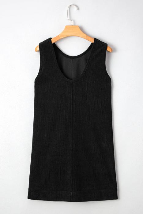 Corduroy Patched Pocket Mini Dress | S-XL
