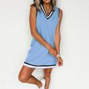  Contrast Trim V Neck Shift Sleeveless Mini Dress