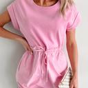  Cuffed Sleeve Patchwork Drawstring Mini Dress | S-XL