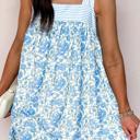  Floral Print Bow Strap Patchwork Mini Dress | S-XL