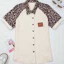  Ribbed Leopard Patchwork Button Shirt | S-XL