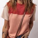  Rib Textured Colorblock Short Sleeve Top | S-XL