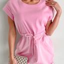  Cuffed Sleeve Patchwork Drawstring Mini Dress | S-XL