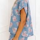  Denim Detail Floral 2pcs Set | S-XL