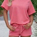  Striped Knit T-Shirt & Elastic Waist Shorts Set | S-XL