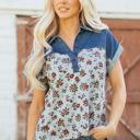  Gorgeous Retro Garden Denim Patchwork Buttoned Collar | S-XL