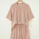  Striped Ribbed Tee & Drawstring Shorts Set | S-XL