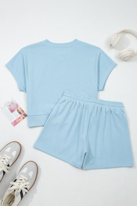 Solid Lounge Tee & Drawstring Shorts Set | S-XL