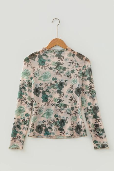 Western-Inspired Floral Mesh Top | S-XL