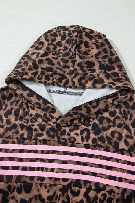 Striped Detail Leopard Matching Set | S-XL