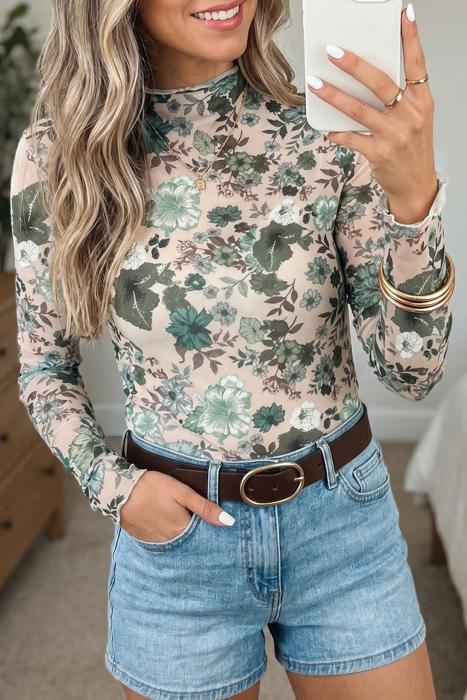 Western-Inspired Floral Mesh Top | S-XL