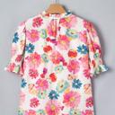  Floral Tie V-Neck Puff Sleeve Top | S-XL