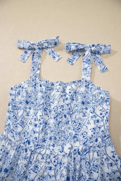 Floral Tie-Strap High Waist Maxi Dress | S-XL
