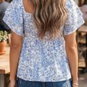  Floral Square-Neck Ruffle Sleeve Blouse | S-XL