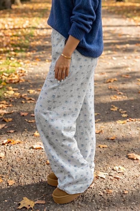 Floral Print Elastic Waist Full-Length Pants | S-XL