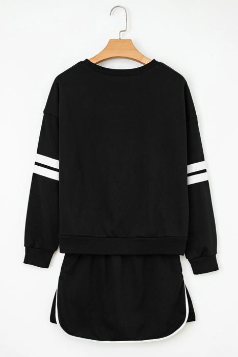 Rhinestone Graphic Varsity Pullover and Skort Set | S-XL