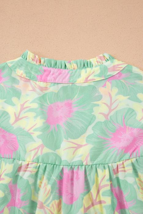 Floral Grace Bubble Sleeve Blouse | S-XL