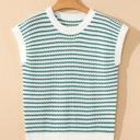  Elara Striped Ribbed Trim Loose Fit Knitted Vest | S-XL
