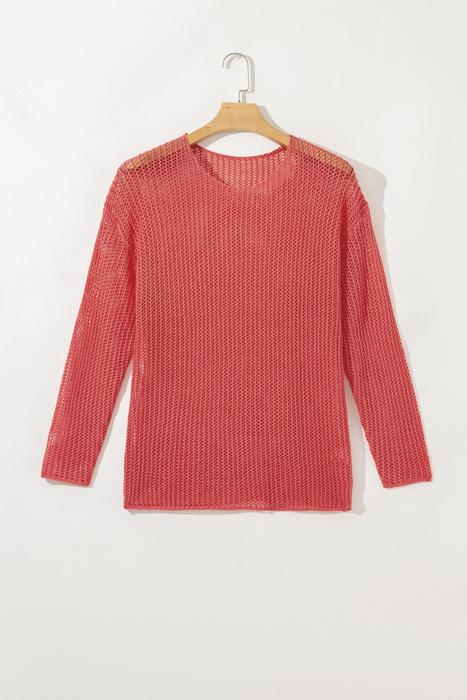 Crochet Open-Knit Sweater Top | S-XL