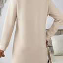  Textured Long Sleeve Side Pockets Shift Dress