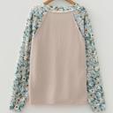  Ribbed Floral Contrast Long Sleeve Top | S-XL