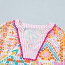  Boho Mixed Print Tiered Short Sleeve Blouse | S-XL