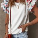  Textured Knit Abstract Print Tiered Sleeve Top | S-XL