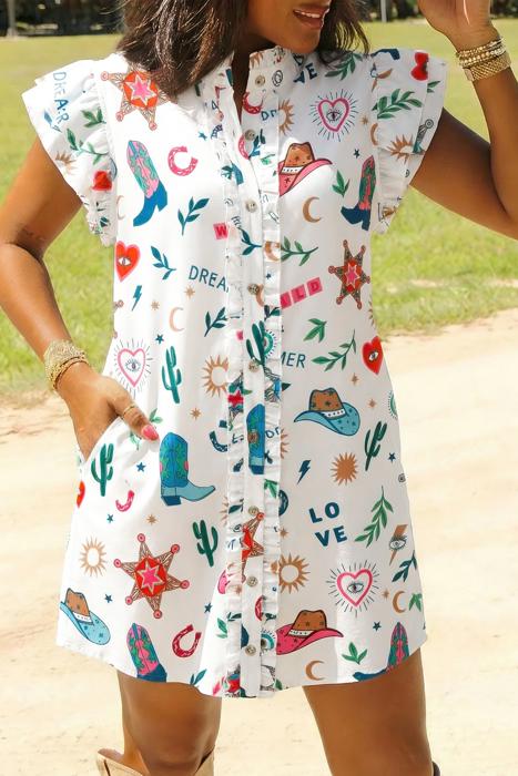 Country Chic Western Print Mini Dress | S-XL