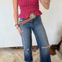 Shirred Plaid Trim Tank | S-XL