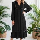  Collared V-Neck Leopard Trim Maxi Dress | S-XL