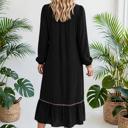  Collared V-Neck Leopard Trim Maxi Dress | S-XL