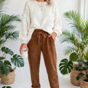  Cozy Season Babe Elastic Waist Corduroy Pants with Pockets | S-XL