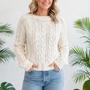  Cable Knit Drop Shoulder Sweater | S-XL