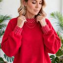  Contrast Trim Polka Dot Sweatshirt | S-XL