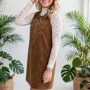  Geometric Stitch Corduroy Mini Dress | S-XL