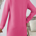  Textured Long Sleeve Side Pockets Shift Dress