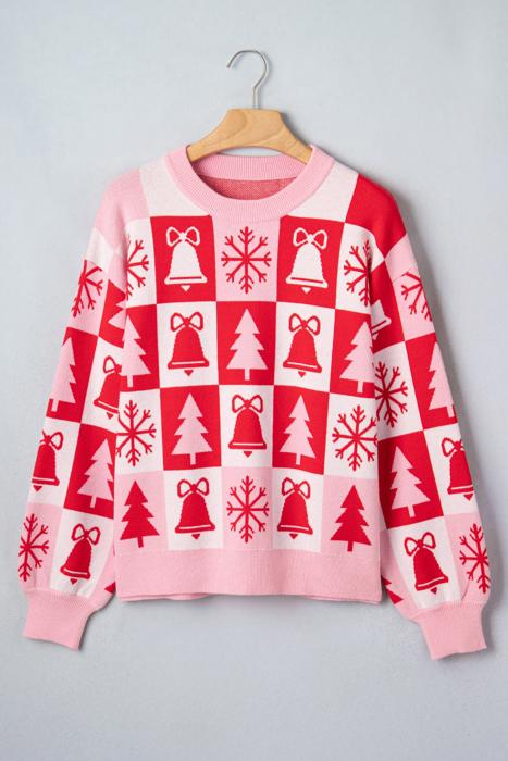Yuletide Plaid Tunic Knitwear Sweater | S-XL