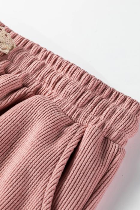 Lace & Luxe Drawstring Pullover Hoodies Corduroy Set | S-XL