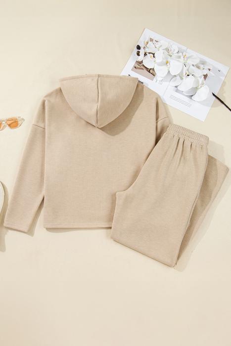 Lace & Luxe Drawstring Pullover Hoodies Corduroy Set | S-XL