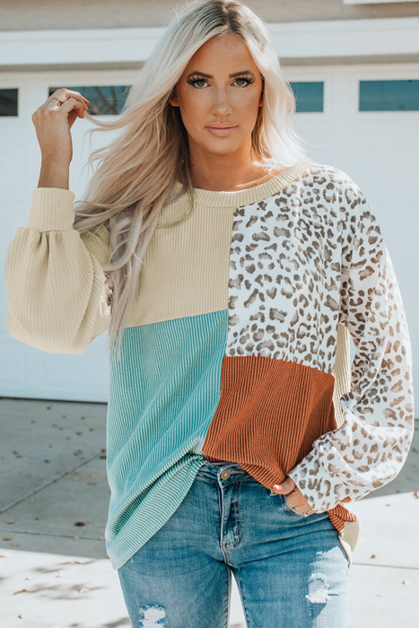 Color Block & Patchwork Ribbed Top | S-2XL