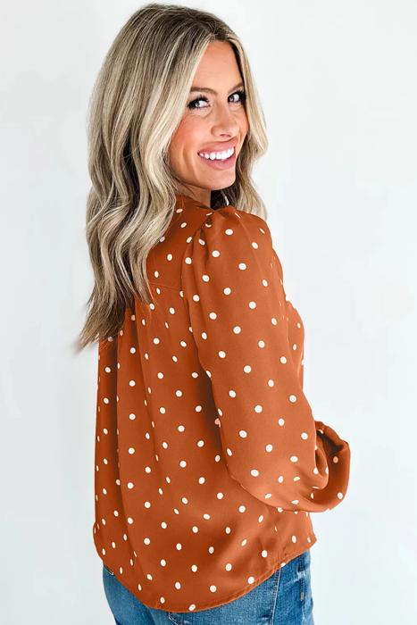 Classic Polka Dot V-Neck Buttoned Blouse | S-XL