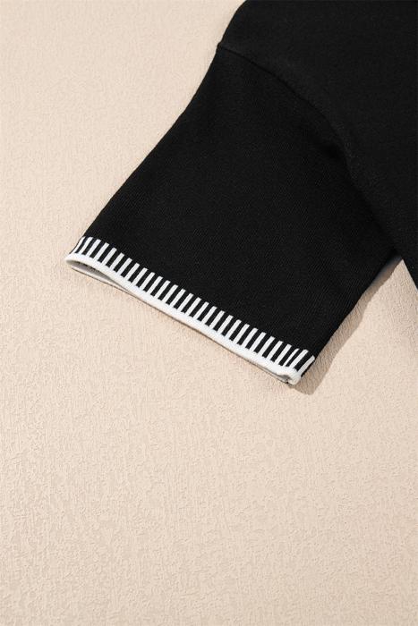 Solene Striped-Trim Round Neck Sweater | S-XL