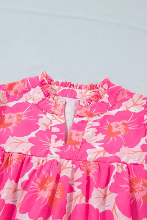 Bubble Sleeve Floral Peplum Top | S-XL