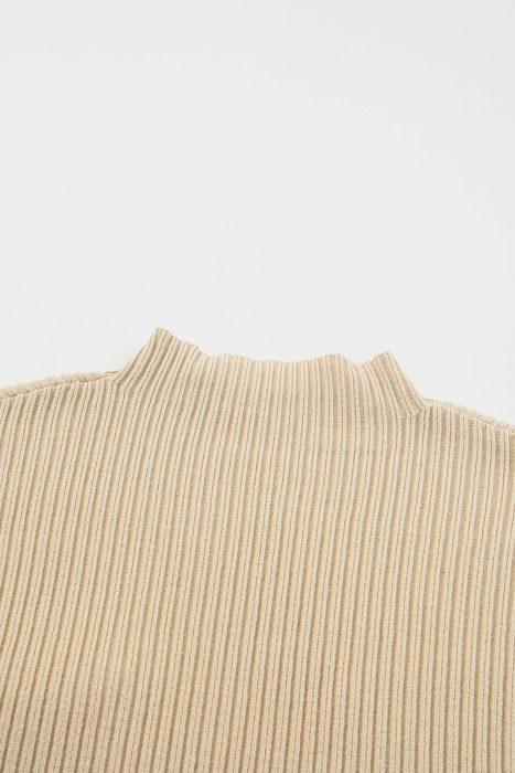 Pocket Ribbed Knit Short Sleeve Sweater | S-XL