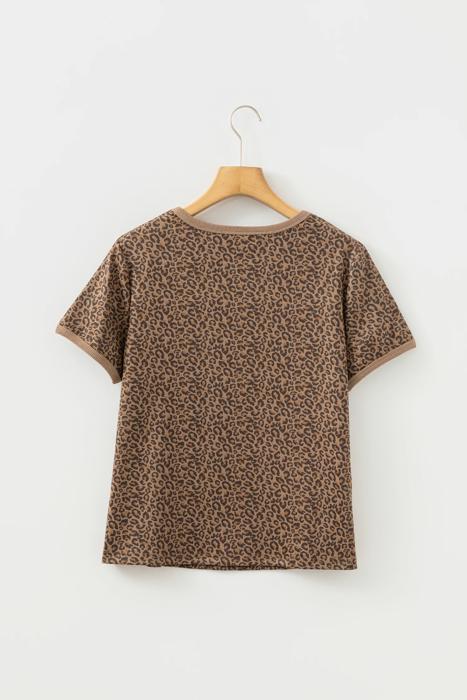 Leopard Print Crew Neck Tee | S-XL