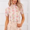  Sheer Bloom Mock Neck Top | S-XL